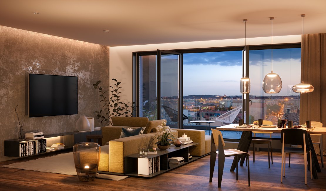 Some of the SO-HO project flats offer beautiful views of the Prague skyline, including the Prague Castle, the Old Town Square, the Žižkov Transmitter, the Vltava River or the surrounding horizon of Holešovice.